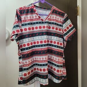 Fabletics Festive Holiday Scrub Top